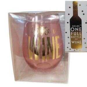 Jumbo 30oz Bottle O' Wine Pink and Gold Wine Glass